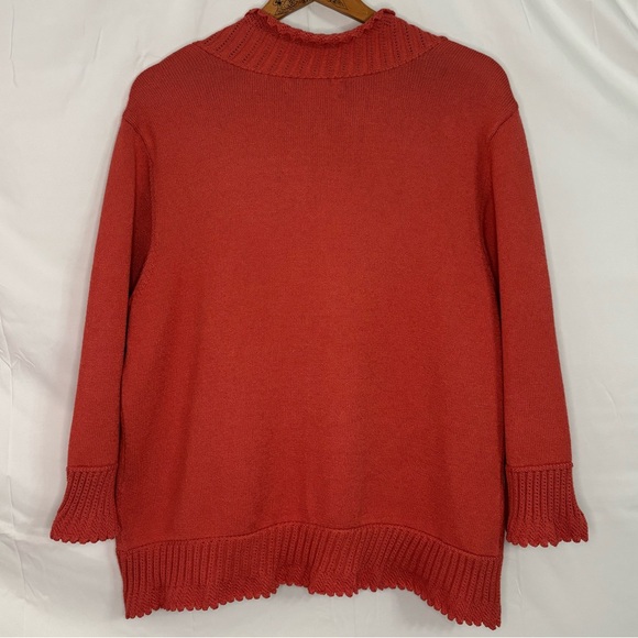 Nine West Salmon Pink Front Tie Scalloped Edge Cardigan Sweater 2X (20W/22W) - Picture 5 of 16